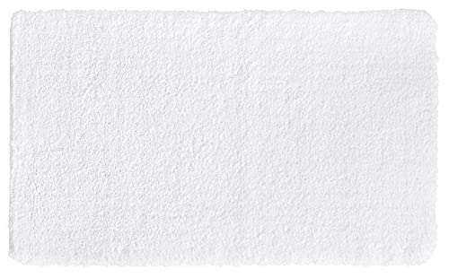 PANA Flauschige Hochflor Badematte in versch. Farben und Größen • Badteppich aus weichen Mikrofasern - rutschfest & waschbar • Duschvorleger 60 x 100 cm • Farbe: Weiß von PANA