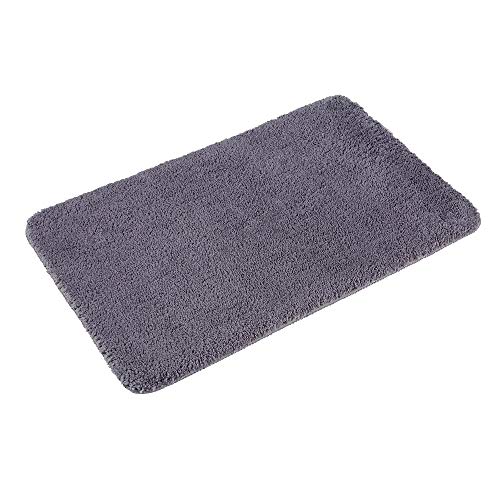 PANA® Flauschiger Badvorleger (50x80 cm) • Hochflor Badteppich aus weichen Mikrofasern • rutschfest & waschbar • Duschvorleger, Badematte, Badezimmerteppich • Farbe: Grau von PANA