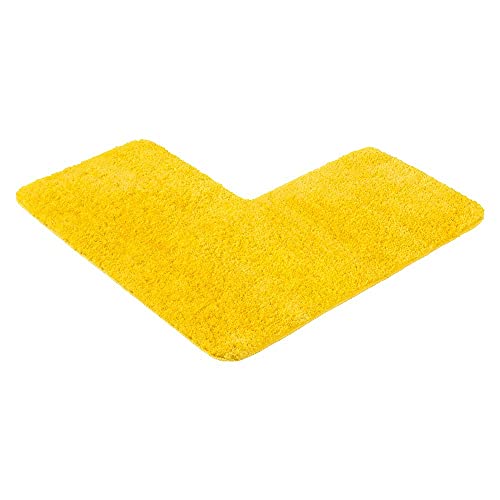 PANA® Duschvorleger mit Eckausschnitt (50x100x100 cm) • Badteppich für Eckduschen • Duschmatte rutschfest & waschbar • Eck Badematte • Ideal für eckige Duschkabinen • Farbe: Gelb von PANA