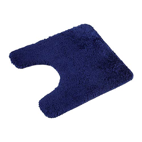 PANA® WC Vorleger mit Ausschnitt für Klo (45x45 cm) • Rutschfester Klo Vorleger mit Ausschnitt • Badezimmer-Teppich Toilette • Bad-Vorleger waschbar • Extrem saugstark • Farbe: Dunkelblau von PANA