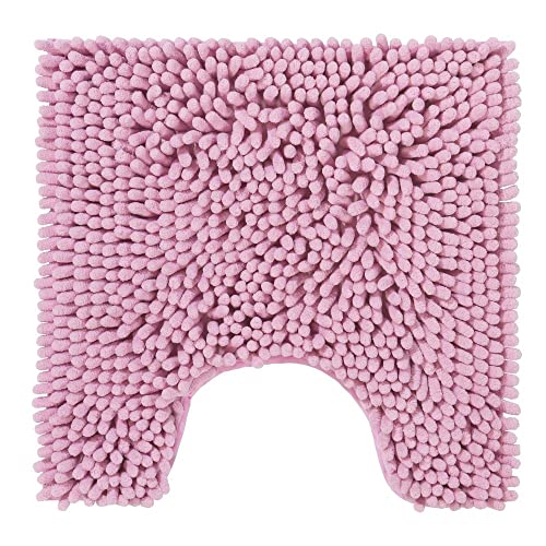 PANA Flauschiger WC Vorleger MIT Ausschnitt • Chenille Badematte in versch. Farben und Größen • Badteppich saugstark & waschbar • 45 x 45 cm • Farbe: Rosa von PANA