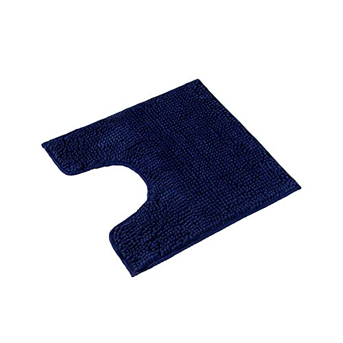 PANA® Chenille WC-Vorleger mit Ausschnitt (45x45cm) • U-förmiger Badteppiche • Badematte für Toilette, WC, Klo, Gäste-WC • Mikrofaser Matte • Flauschiger Klo Vorleger • Farbe: Blau von PANA