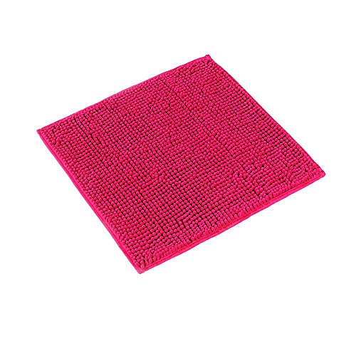 PANA Flauschiger WC Vorleger OHNE Ausschnitt • Chenille Badematte in versch. Farben und Größen • Badteppich rutschfest & waschbar • 45 x 45 cm • Farbe: Fuchsia von PANA