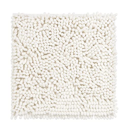PANA® Premium Chenille Badematte (45x45cm) • Ideal als WC Vorleger, Duschmatte, Badvorleger, WC-Vorlage • Weich, rutschfest & waschbar • Badteppich ohne Ausschnitt • Farbe: Creme von PANA
