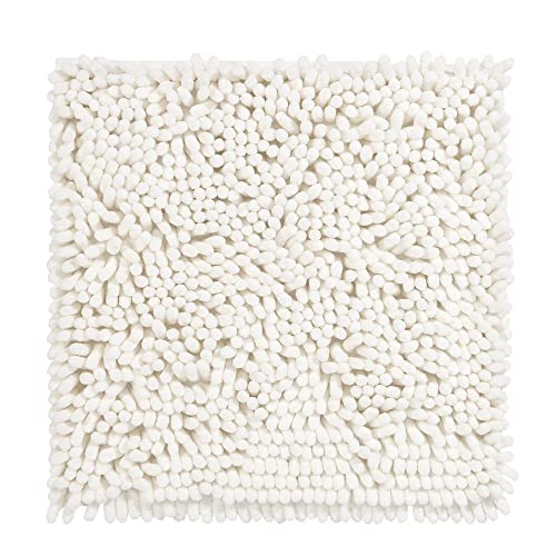 PANA Flauschiger WC Vorleger OHNE Ausschnitt • Chenille Badematte in versch. Farben und Größen • Badteppich saugstark & waschbar • 45 x 45 cm • Farbe: Creme von PANA