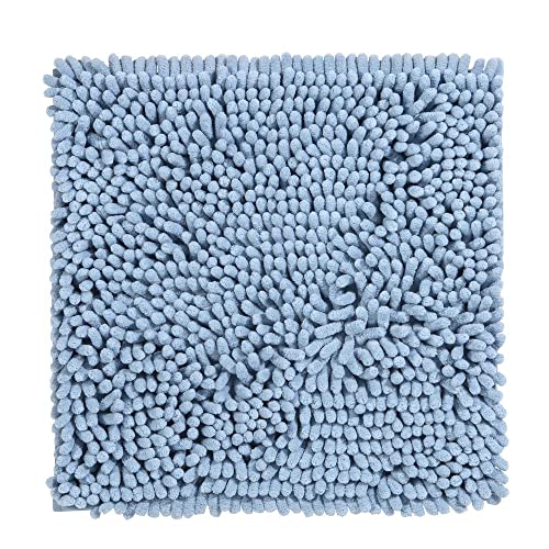PANA® Premium Chenille Badematte (45x45cm) • Ideal als WC Vorleger, Duschmatte, Badvorleger, WC-Vorlage • Weich, rutschfest & waschbar • Badteppich ohne Ausschnitt • Farbe: Hellblau von PANA