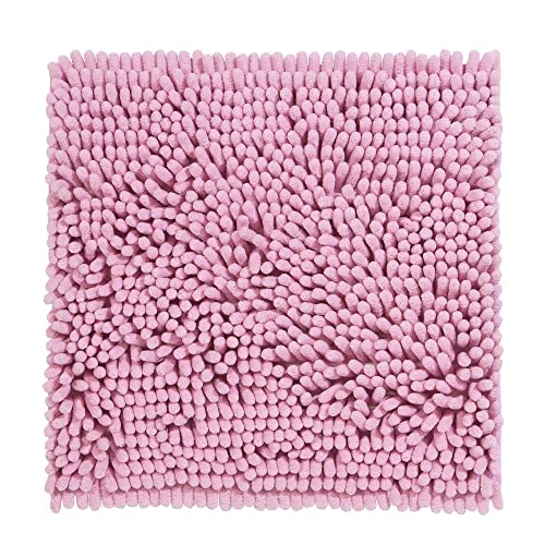 PANA Flauschiger WC Vorleger OHNE Ausschnitt • Chenille Badematte in versch. Farben und Größen • Badteppich saugstark & waschbar • 45 x 45 cm • Farbe: Rosa von PANA