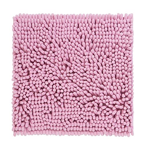 PANA® Premium Chenille Badematte (45x45cm) • Ideal als WC Vorleger, Duschmatte, Badvorleger, WC-Vorlage • Weich, rutschfest & waschbar • Badteppich ohne Ausschnitt • Farbe: Rosa von PANA