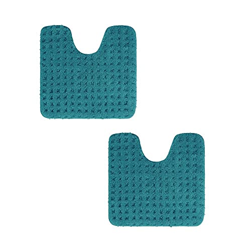 PANA Flauschiges Badvorleger Set • Microfaser Microfaser Badematte • Flauschiger und Rutschfester Badvorleger • 2er Pack • Größe: 45 x 45 cm mit WC Ausschnitt • Farbe: Türkis von PANA