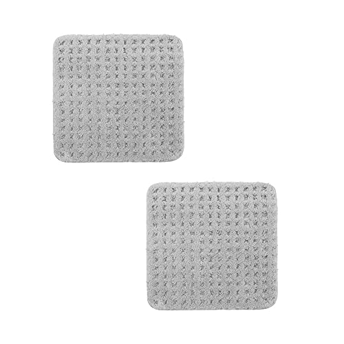 PANA Flauschiges Badvorleger Set • Microfaser Microfaser Badematte • Flauschiger und Rutschfester Badvorleger • 2er Pack • Größe: 45 x 45 cm • Farbe: Soft Grau von PANA