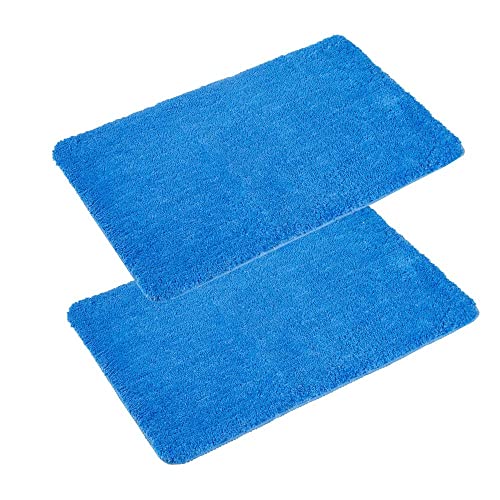 PANA 'Florenz' Badeteppich-Set • Flauschige Vorleger für Badezimmer und WC • Badteppich rutschfest & waschbar • 2er Pack • 50 x 80 cm • Farbe: Blau von PANA