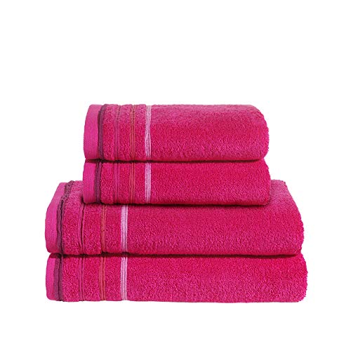 PANA Frottier-Serie Jasmina • Frottee Handtücher Set • weicher Badteppich • 100% Baumwolle • Ökotex Zertifiziert • Set: 2 Handtücher + 2 Duschtücher • Farbe: Fuchsia PANA Frottier-Serie Jasmina • Frottee Handtücher Set • weicher Badteppich • 100% Baumwolle • Ökotex Zertifiziert • Set: 2 Handtücher + 2 Duschtücher • Farbe: Fuchsia von PANA