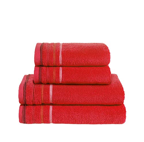 PANA Frottier-Serie Jasmina • Frottee Handtücher Set • weicher Badteppich • 100% Baumwolle • Ökotex Zertifiziert • Set: 2 Handtücher + 2 Duschtücher • Farbe: Rot PANA Frottier-Serie Jasmina • Frottee Handtücher Set • weicher Badteppich • 100% Baumwolle • Ökotex Zertifiziert • Set: 2 Handtücher + 2 Duschtücher • Farbe: Rot von PANA