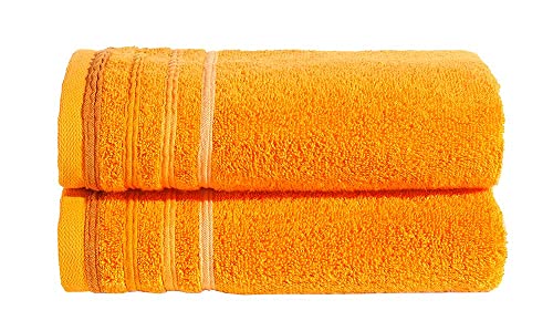 PANA Frottier-Serie Jasmina • Frottee Handtücher Set • weicher Badteppich • 100% Baumwolle • Ökotex Zertifiziert • Set: 2 Handtücher • Farbe: Orange von PANA