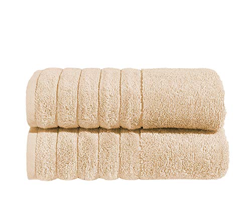 PANA Frottierserie Jessica • Frottee Handtücher Set • 100% Baumwolle • Hautverträglich • Ökotex Zertifiziert • Set: 2 Handtücher • Farbe: Beige von PANA