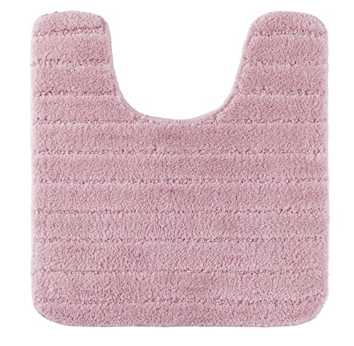 PANA® WC-Vorleger mit Ausschnitt (45x50 cm) • WC Vorlage mit Streifen-Design • rutschfest & maschinenwaschbar • Ideal für Badezimmer, Toiletten, Gäste-WC, Klo • Farbe: Rosa von PANA