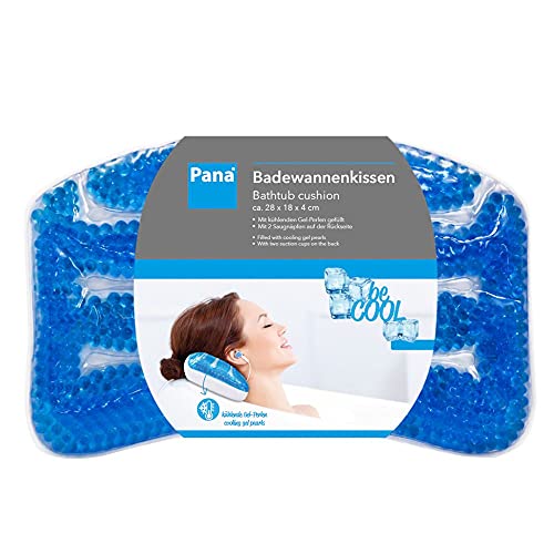 PANA be Cool Badewannenkissen mit kühlenden Gelperlen • Nackenkissen Badewanne • Polster Badewanne kühlend • 28 x 18 x 4 cm • Farbe: Blau von PANA