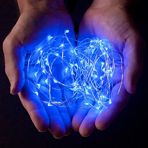 PANAX 2 stück 50 LED Silberdraht Lichterkette 5 meter 3AA Batterie Betrieb. Decoration Licht Blau von PANAX