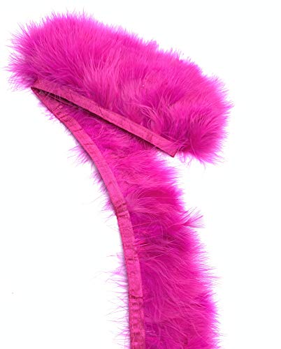 PANAX Echte Hahnenfedern auf 200cm Stoffstreifen - 16 Farbvarianten - Ideal für Fasching, Karneval, Halloween, Basteln, Bekleidung, Kostüme, Rosa von PANAX