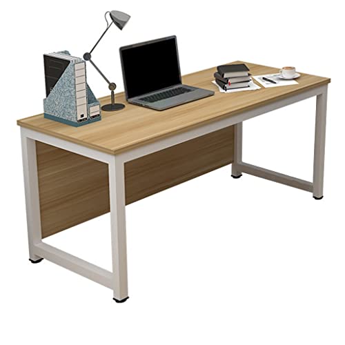 PANAZU Büro-Schreibtisch, Laptop-Schreibtisch, einfacher Boss-Schreibtisch für Zuhause, Doppel-Schreibtisch, Lese-Schreibtisch, helles Walnussholz von PANAZU