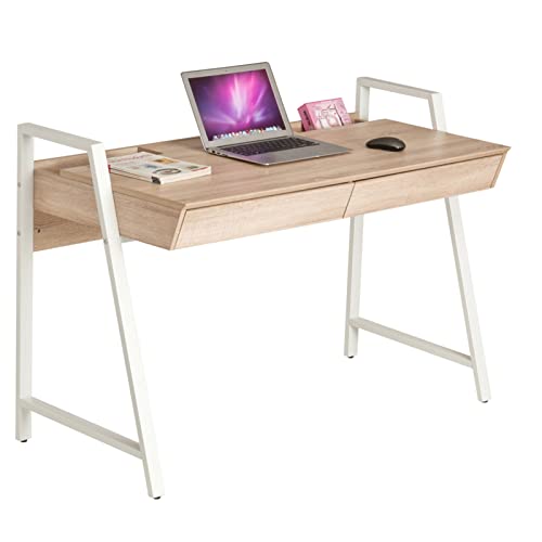 PANAZU Gaming-Schreibtisch, minimalistisch, Heimbüro, PC, Laptop-Tisch, Schreibtisch, modernes Schlafzimmer, Arbeitszimmer, Arbeitsplatz mit Schublade und stabilen Metallbeinen von PANAZU