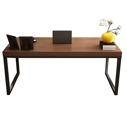 PANAZU Verhandlungsschreibtisch aus massivem Holz, moderner, minimalistischer Computertisch aus Eisen, Schreibtisch für Studenten, Walnuss von PANAZU