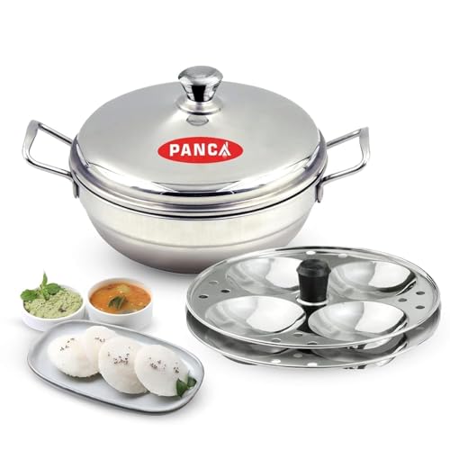 PANCA 15 Liter Edelstahl-Mehrzweck-Kadai mit Stahldeckel, Idli-Maker 2 Idli-Teller, 8 Mulden, Idli-Kocher, Edelstahl, Idly Topf mit Dampfgarer PANCA 15 Liter Edelstahl-Mehrzweck-Kadai mit Stahldeckel, Idli-Maker 2 Idli-Teller, 8 Mulden, Idli-Kocher, Edelstahl, Idly Topf mit Dampfgarer von PANCA