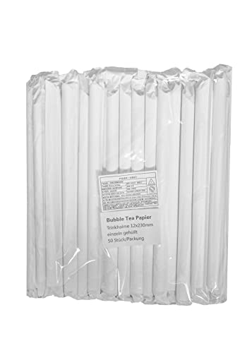 100st Papier Strohhalme Einweg Trinkhalme für Bubble Tee Strohhalme |Umweltfreundlich Super Alternative zu Einweg Plastik Strohhalmen | Paper Straws | Bubble Tea Strohhalme für Party 13.5x230mm von PANDA MEISTER