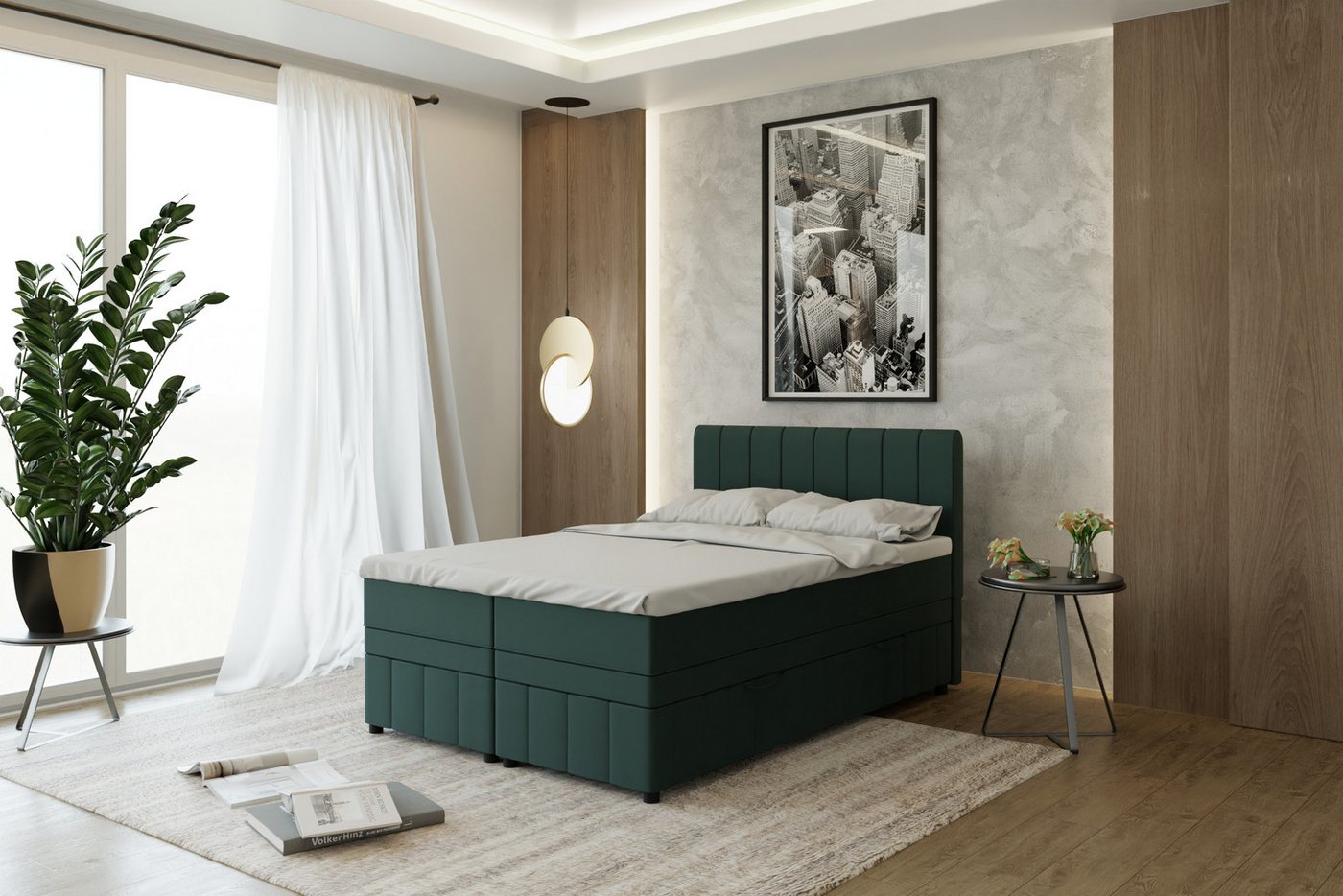 PANDA MÖBEL GmbH Boxspringbett Avalon, 140x200, 160x200, 180x200, Polsterbett mit Bettkasten und Topper von PANDA MÖBEL GmbH