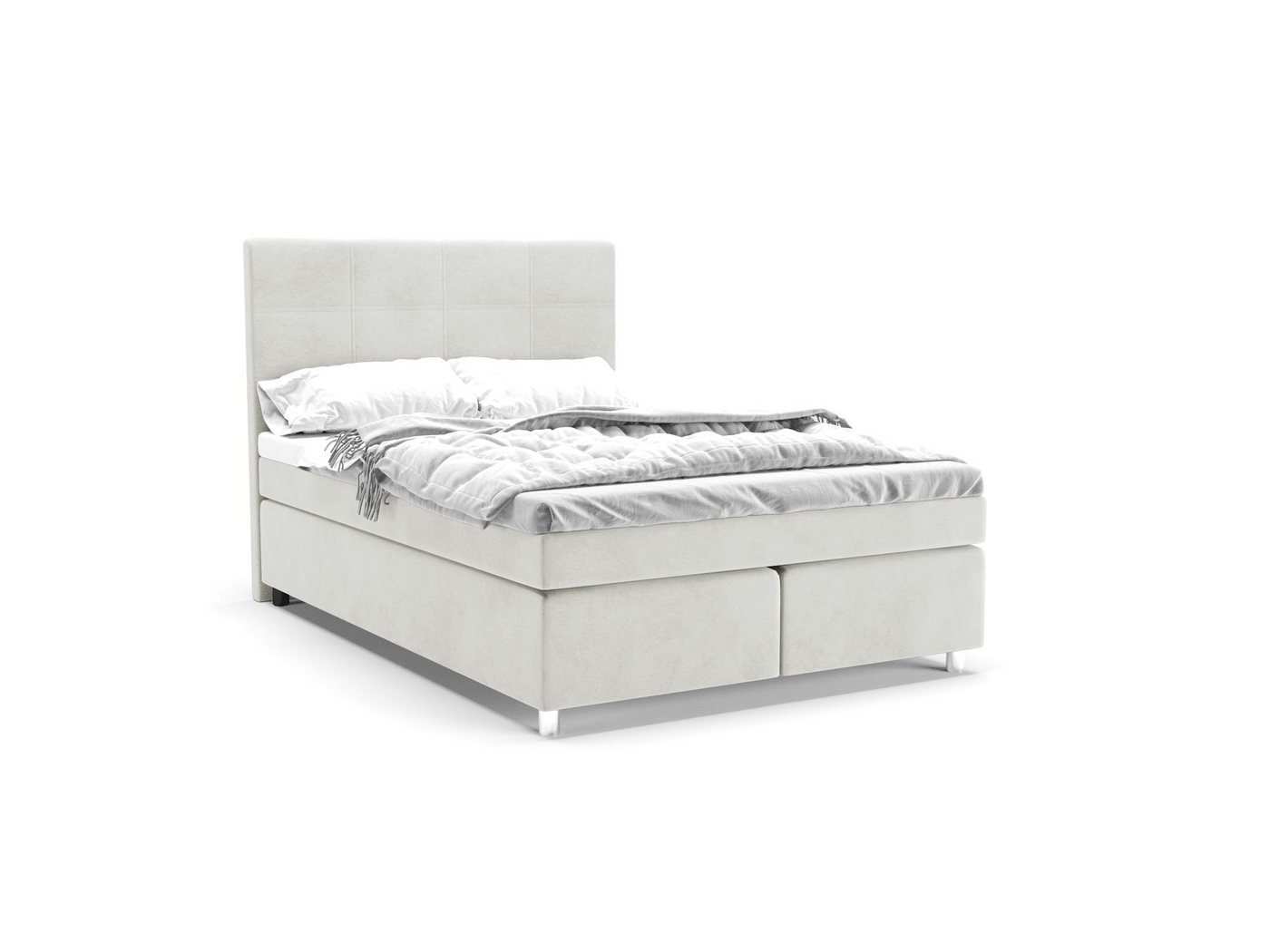 PANDA MÖBEL GmbH Boxspringbett Clark, Doppelbett, Polsterbett mit Kopfteil, Kopfstütze von PANDA MÖBEL GmbH