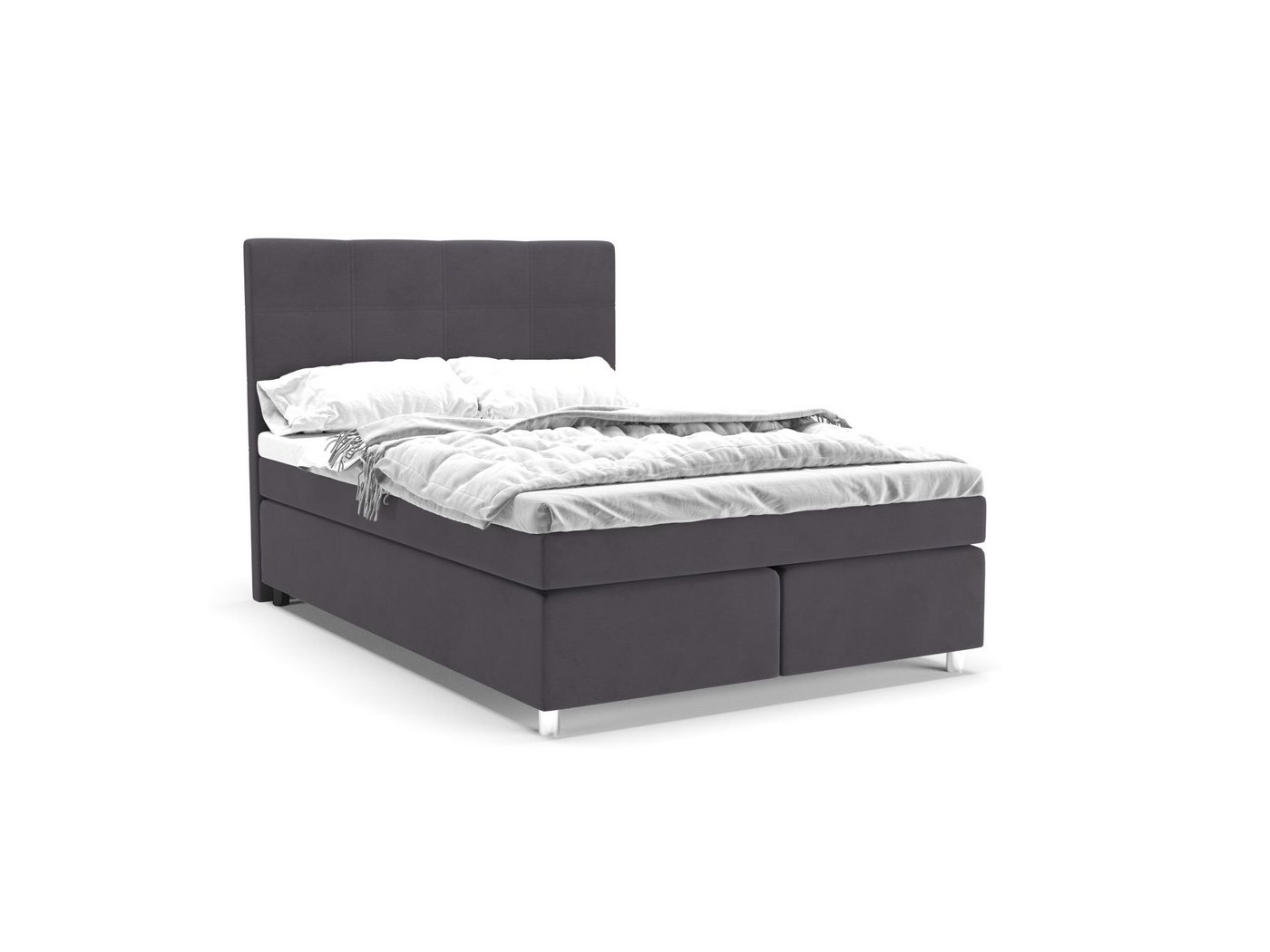 PANDA MÖBEL GmbH Boxspringbett Clark, Doppelbett, Polsterbett mit Kopfteil, Kopfstütze von PANDA MÖBEL GmbH