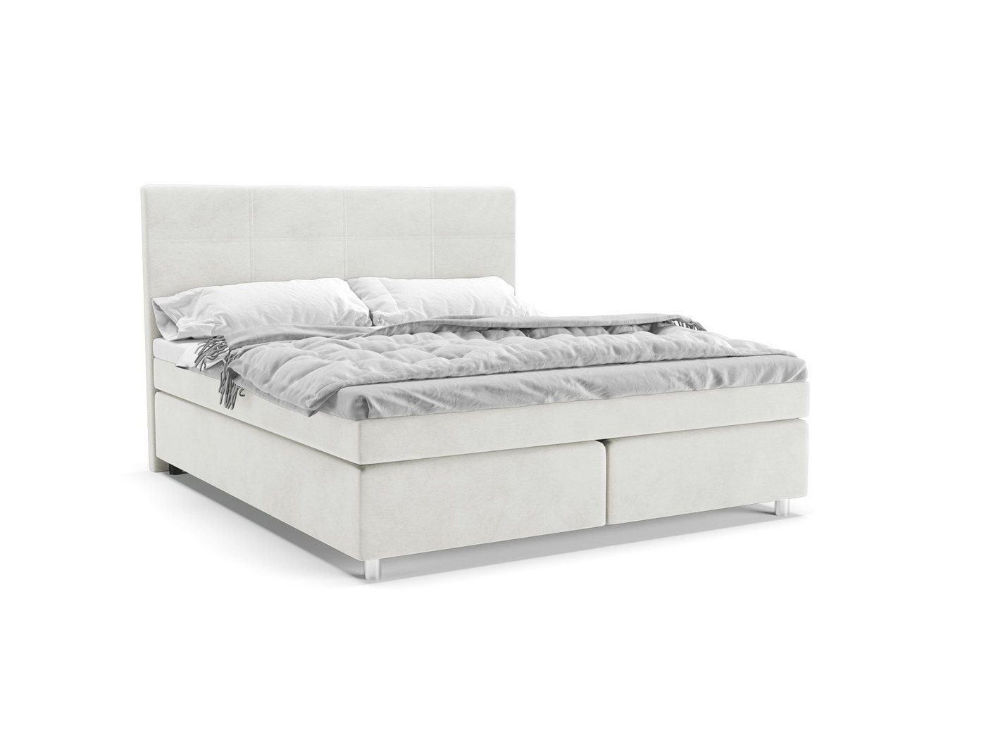 PANDA MÖBEL GmbH Boxspringbett Clark, Doppelbett, Polsterbett mit Kopfteil, Kopfstütze von PANDA MÖBEL GmbH