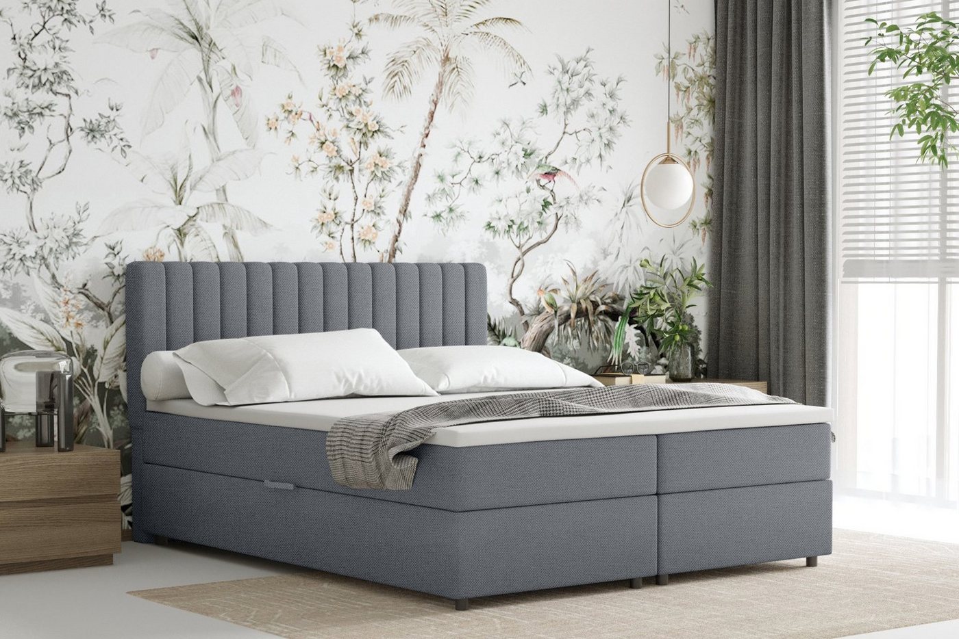 PANDA MÖBEL GmbH Boxspringbett Everest, 140x200, 160x200, 180x200, Polsterbett mit Bettkasten und Topper von PANDA MÖBEL GmbH