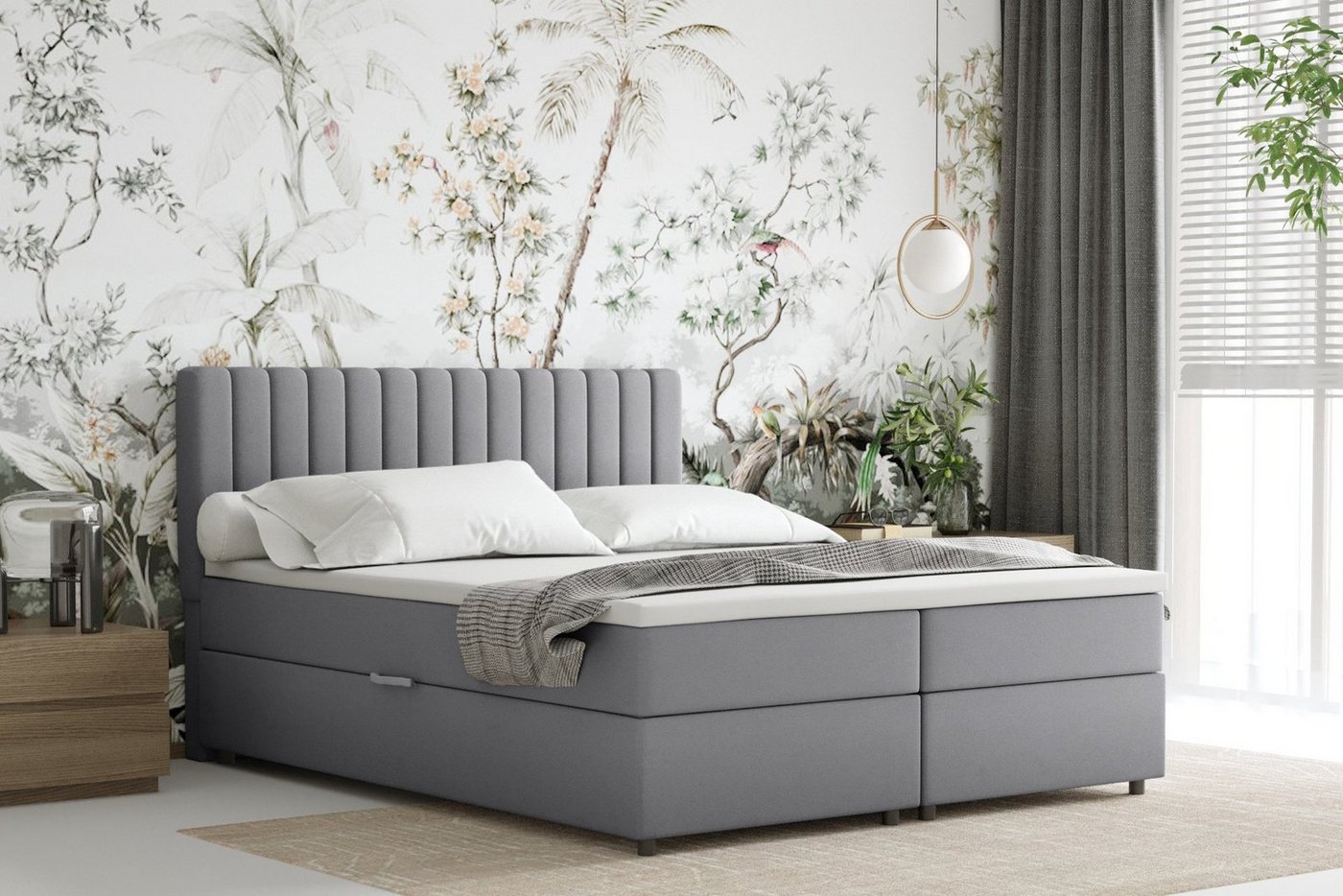 PANDA MÖBEL GmbH Boxspringbett Everest, 140x200, 160x200, 180x200, Polsterbett mit Bettkasten und Topper von PANDA MÖBEL GmbH