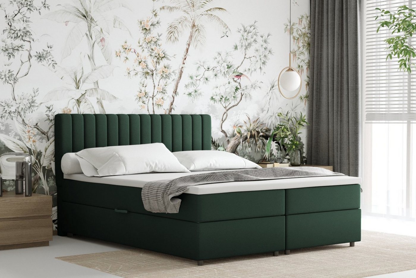 PANDA MÖBEL GmbH Boxspringbett Everest, 140x200, 160x200, 180x200, Polsterbett mit Bettkasten und Topper von PANDA MÖBEL GmbH