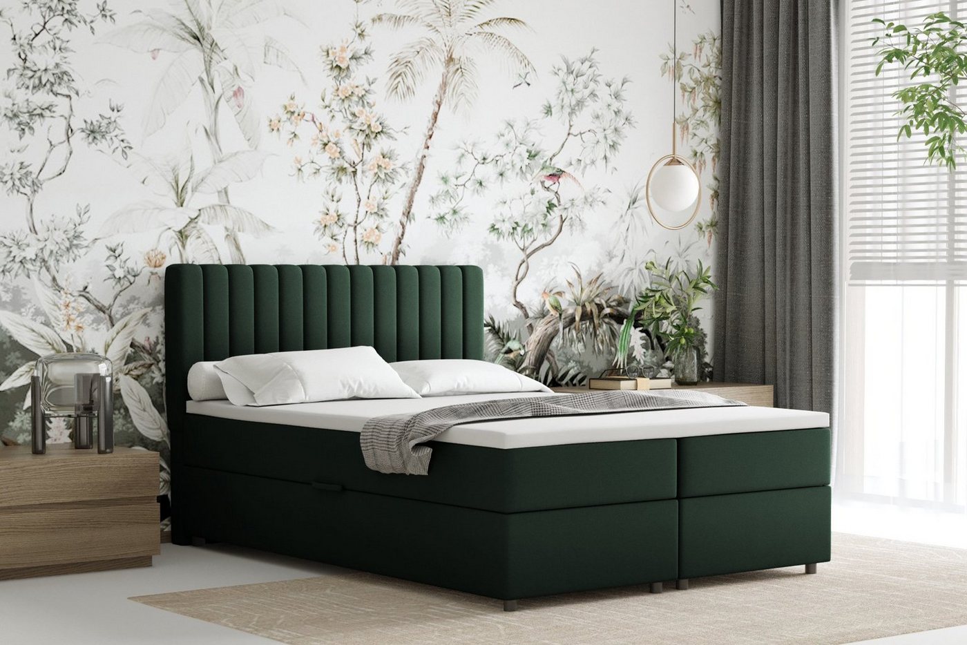 PANDA MÖBEL GmbH Boxspringbett Everest, 140x200, 160x200, 180x200, Polsterbett mit Bettkasten und Topper von PANDA MÖBEL GmbH