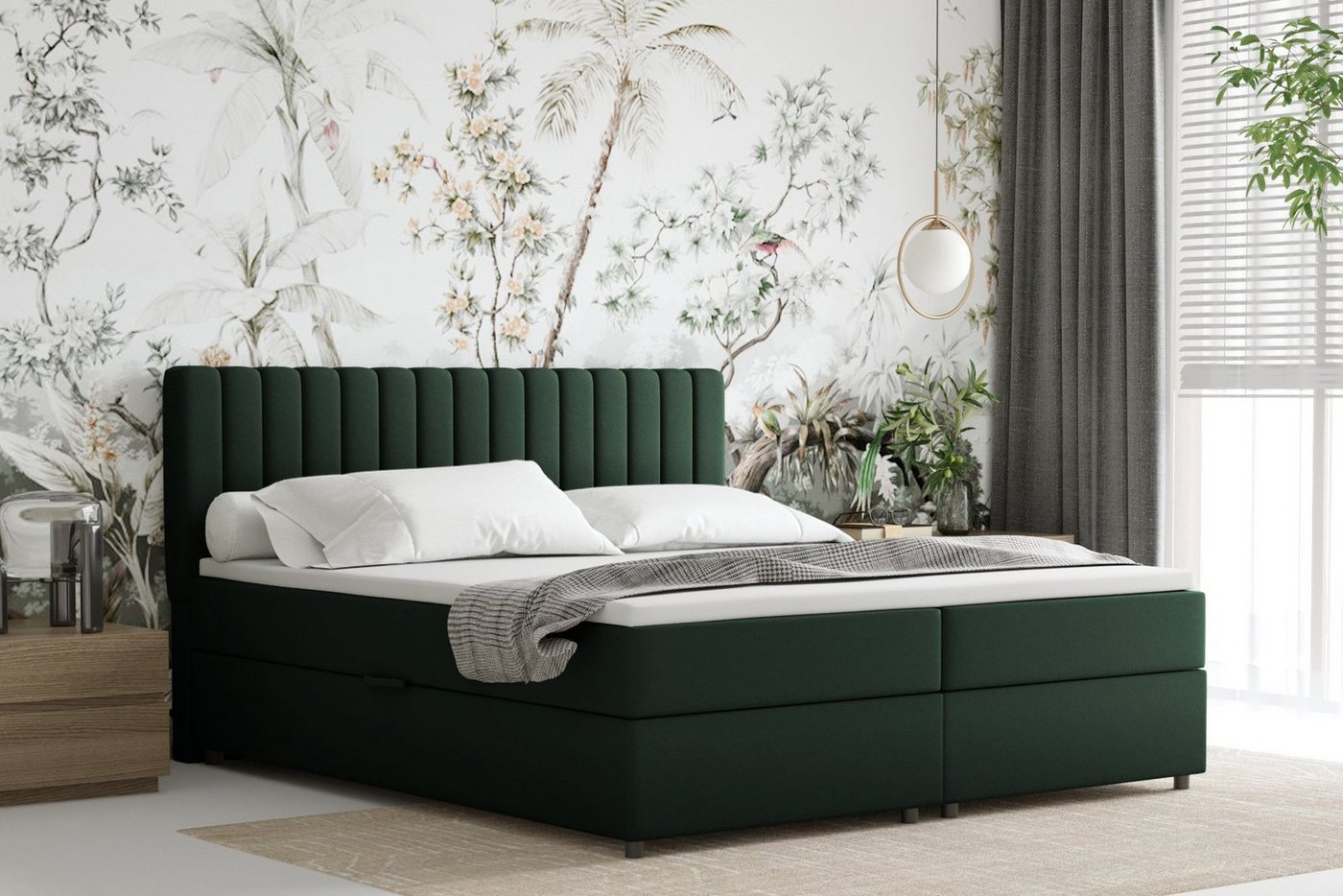 PANDA MÖBEL GmbH Boxspringbett Everest, 140x200, 160x200, 180x200, Polsterbett mit Bettkasten und Topper von PANDA MÖBEL GmbH