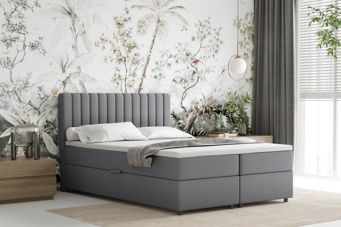 PANDA MÖBEL GmbH Boxspringbett Everest, 140x200, 160x200, 180x200, Polsterbett mit Bettkasten und Topper von PANDA MÖBEL GmbH