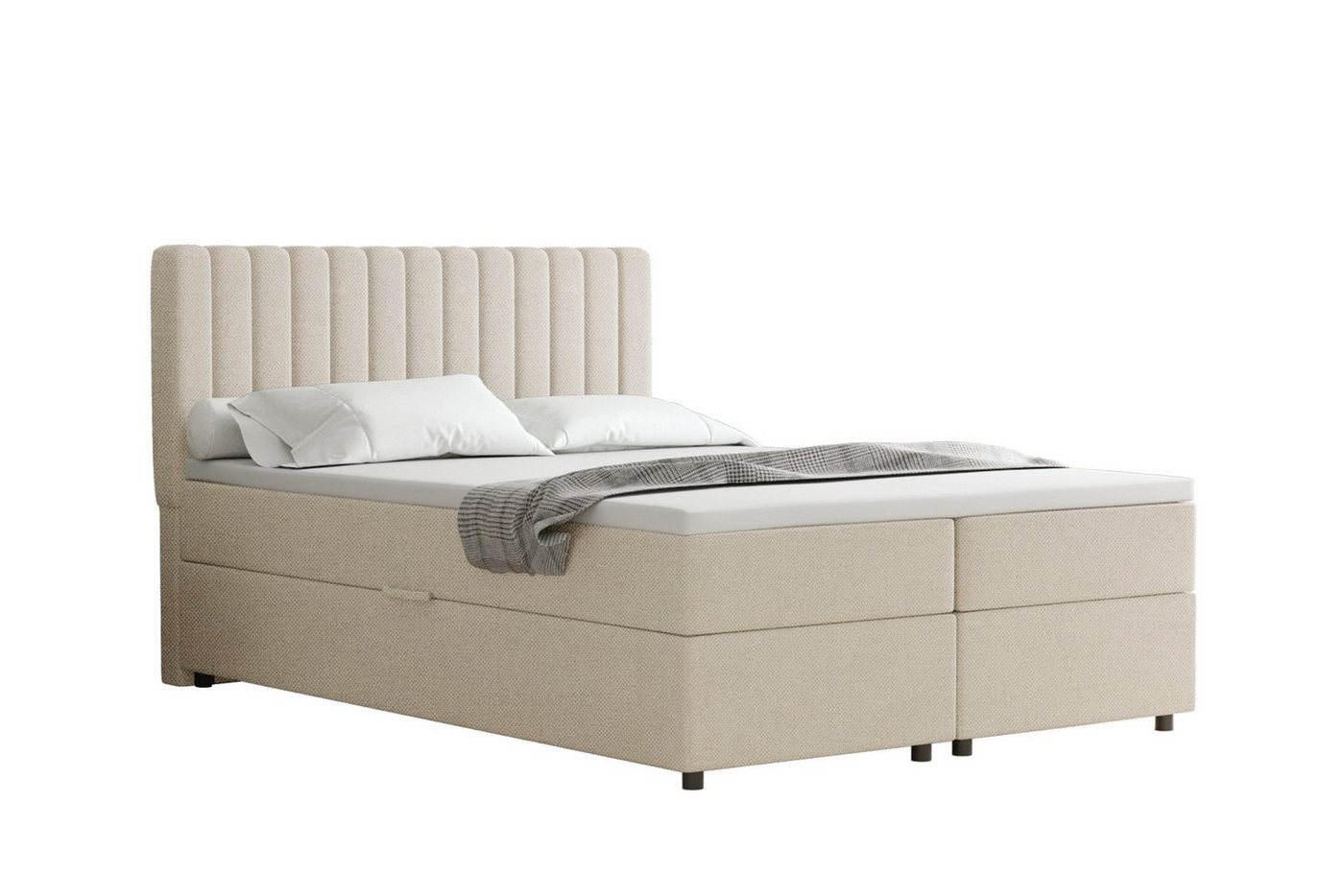 PANDA MÖBEL GmbH Boxspringbett Everest, 140x200, 160x200, 180x200, Polsterbett mit Bettkasten und Topper von PANDA MÖBEL GmbH