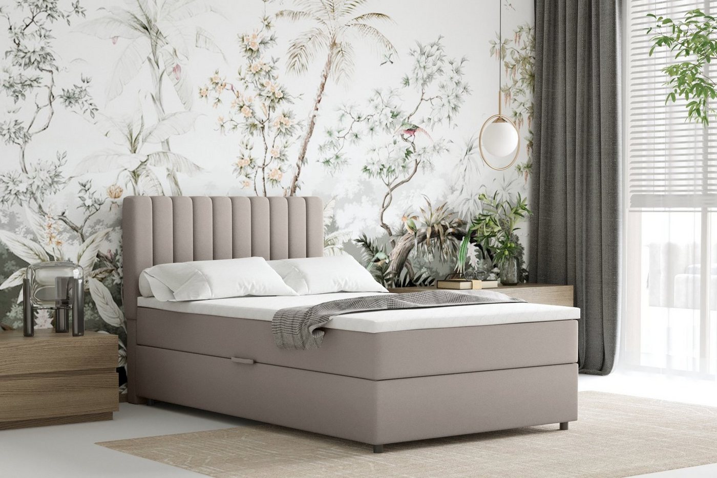 PANDA MÖBEL GmbH Boxspringbett Everest, 90x200, 100x200, 120x200, Polsterbett mit Bettkasten und Topper von PANDA MÖBEL GmbH