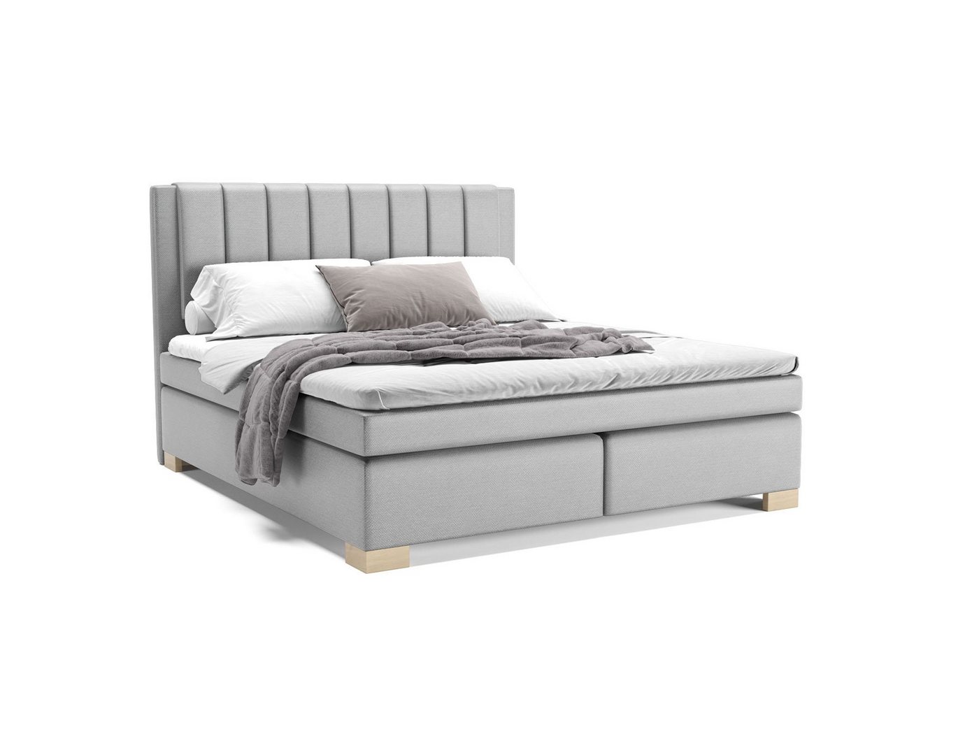 PANDA MÖBEL GmbH Boxspringbett Maurice, Doppelbett, Polsterbett mit Kopfteil, Kopfstütze von PANDA MÖBEL GmbH