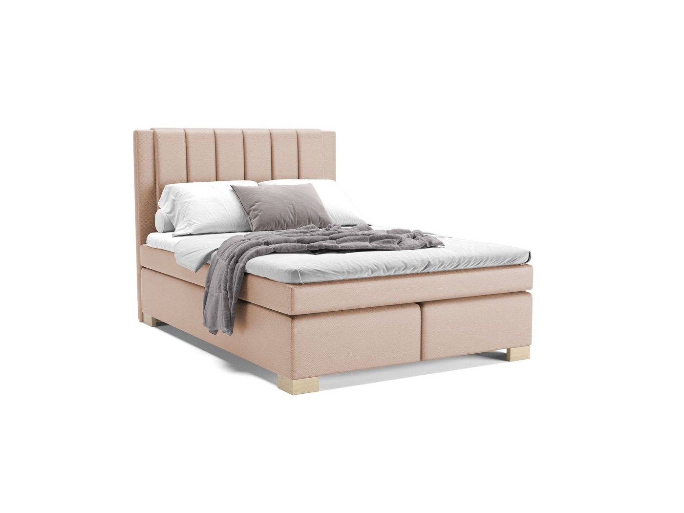 PANDA MÖBEL GmbH Boxspringbett Maurice, Doppelbett, Polsterbett mit Kopfteil, Kopfstütze von PANDA MÖBEL GmbH