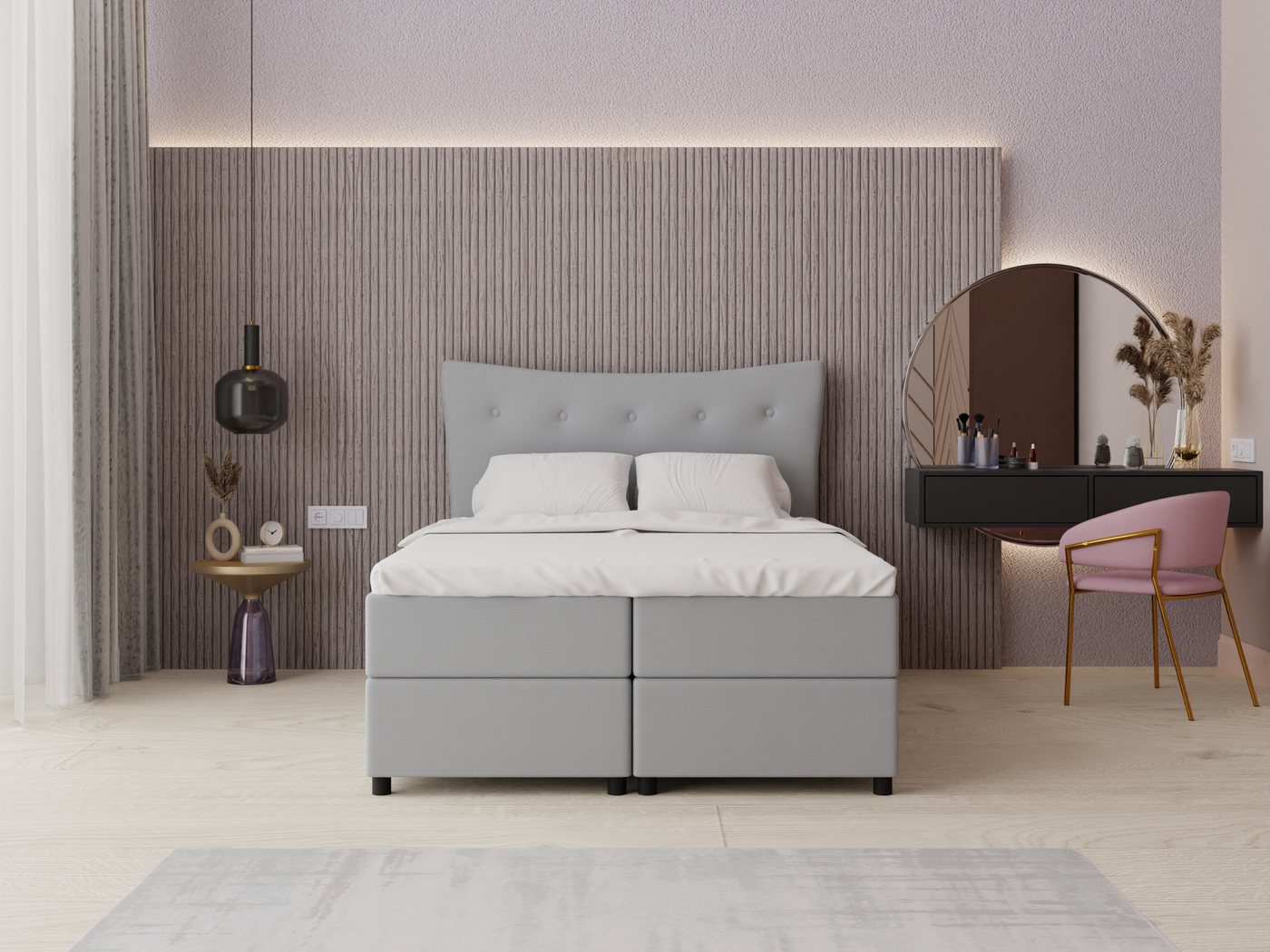 PANDA MÖBEL GmbH Boxspringbett Nevada mit bettkasten 140cm 160cm 180cm x 200 cm mit topper, H3 (Perfekt für erholsamen Schlaf), Komfortables Boxspringbett Nevada mit Bettkasten, Matratze und Topper von PANDA MÖBEL GmbH