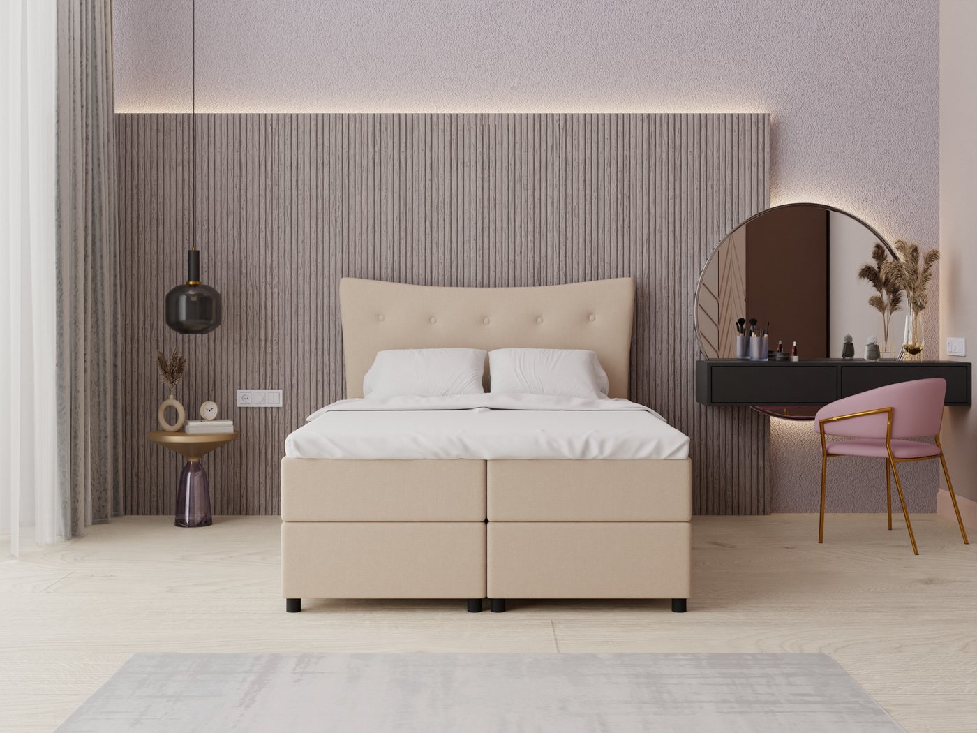 PANDA MÖBEL GmbH Boxspringbett Nevada mit bettkasten 140cm 160cm 180cm x 200 cm mit topper, H3 (Perfekt für erholsamen Schlaf), Komfortables Boxspringbett Nevada mit Bettkasten, Matratze und Topper von PANDA MÖBEL GmbH