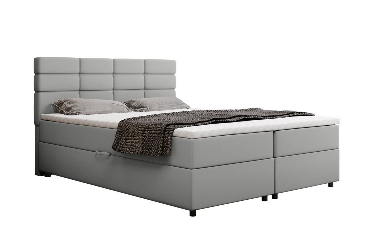 PANDA MÖBEL GmbH Boxspringbett Reve, 140x200, 160x200, 180x200, Polsterbett mit Bettkasten und Topper von PANDA MÖBEL GmbH