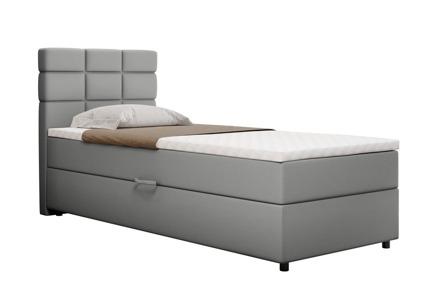 PANDA MÖBEL GmbH Boxspringbett Reve, 90x200, 100x200, 120x200, Polsterbett mit Bettkast und Topper von PANDA MÖBEL GmbH