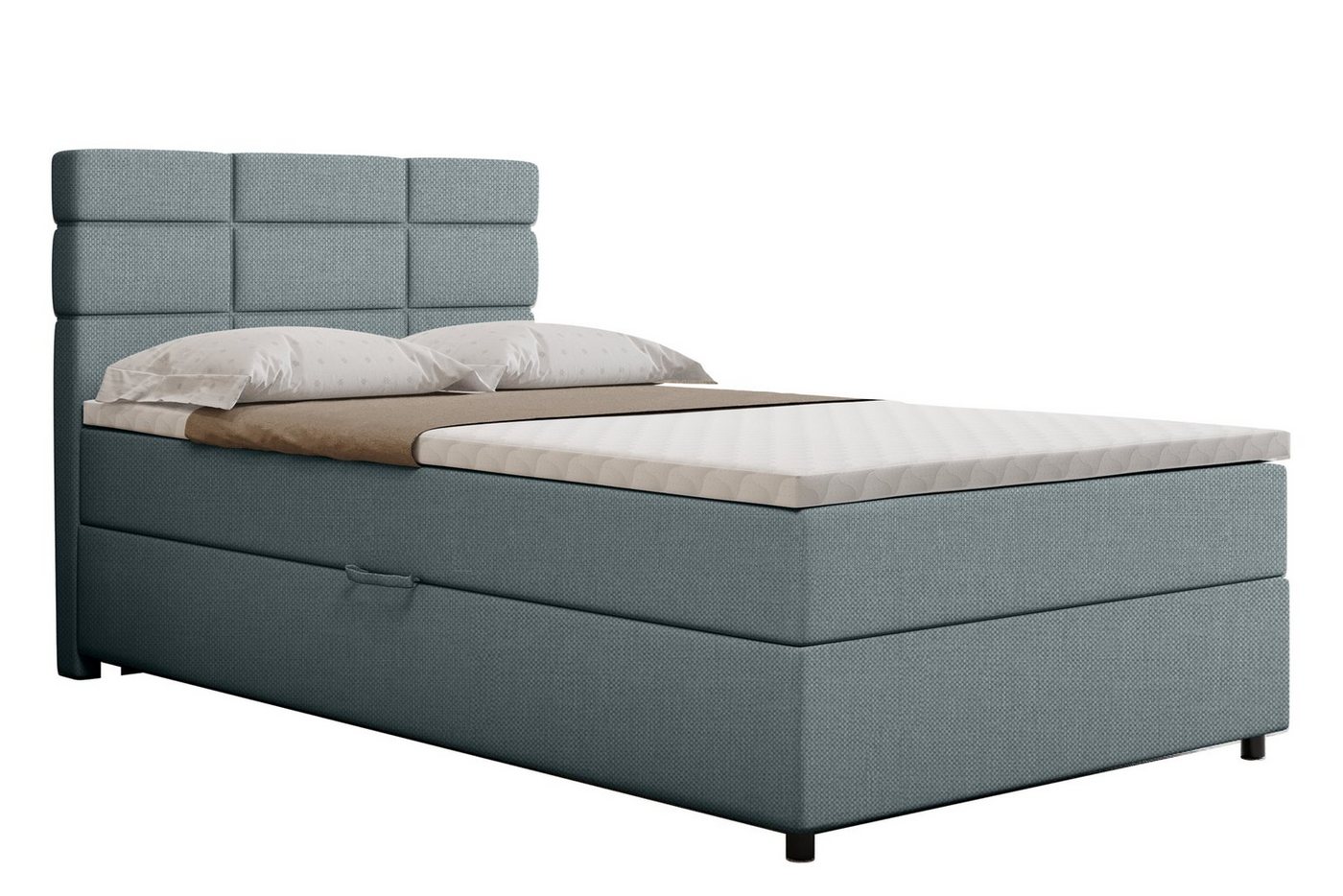 PANDA MÖBEL GmbH Boxspringbett Reve, 90x200, 100x200, 120x200, Polsterbett mit Bettkast und Topper von PANDA MÖBEL GmbH