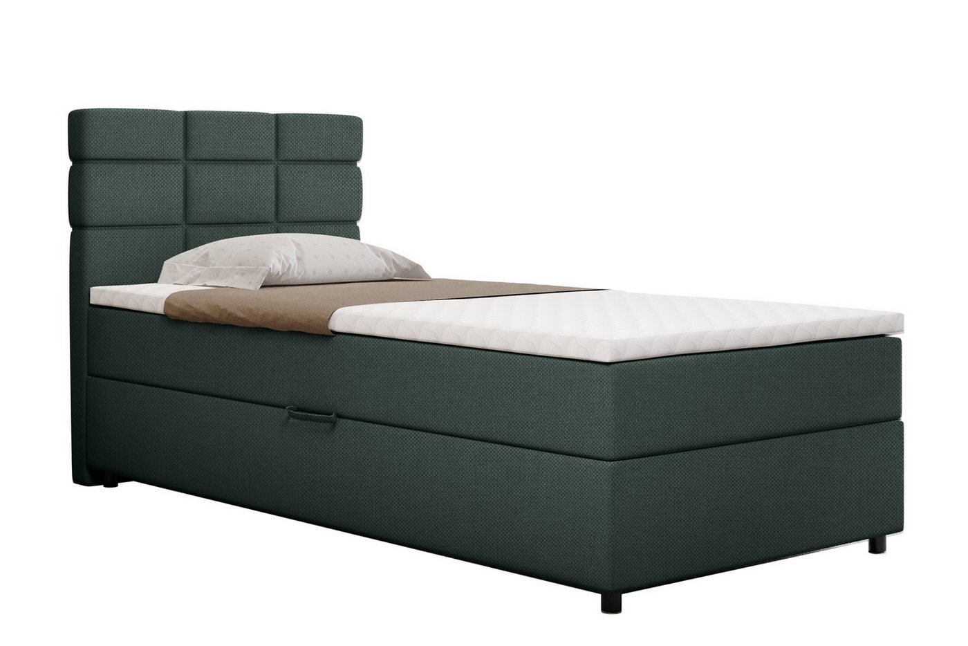 PANDA MÖBEL GmbH Boxspringbett Reve, 90x200, 100x200, 120x200, Polsterbett mit Bettkast und Topper von PANDA MÖBEL GmbH