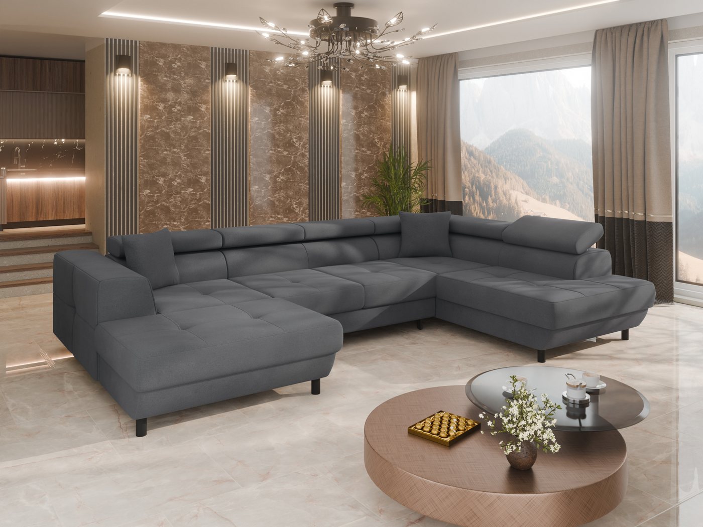 PANDA MÖBEL GmbH Ecksofa Ecksofa VENA I U-Form mit Schlaffunktion und Bettkasten, U-Form Couch, mit Relaxfunktion von PANDA MÖBEL GmbH