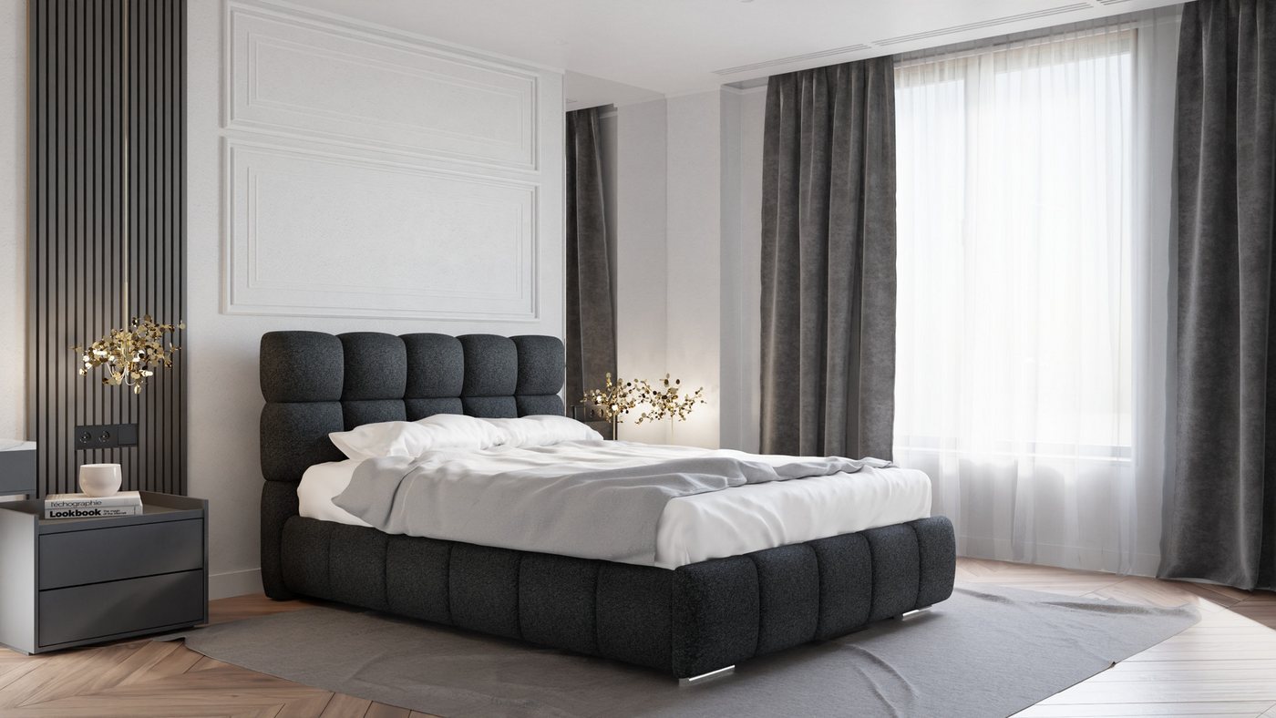 PANDA MÖBEL GmbH Polsterbett BLISS Luxus-Bett mit Lattenrost Wahl federkernmatraze, kokosmatratze, (Stabile Rahmenkonstruktion Metallrahmen), Ein Luxusbett in jeder Größe 140x200cm 160x200 cm 180x200cm von PANDA MÖBEL GmbH
